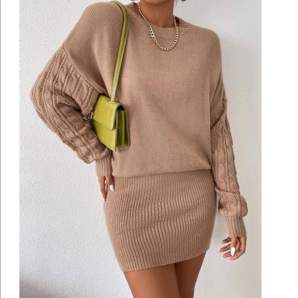 Cable and Ribbed Knit Sweater Dress - Picture 2 of 5